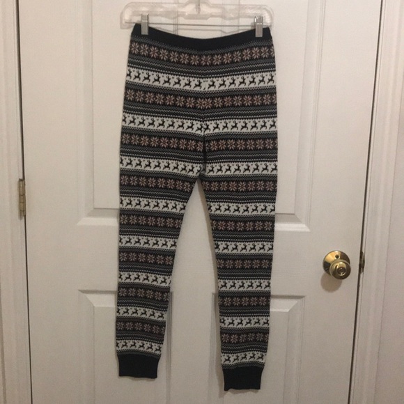 Girls Black and Pink Fair Isle Sweater Leggings - Picture 4 of 6